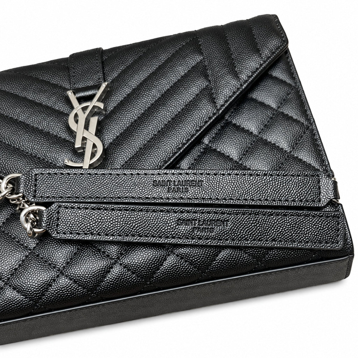 Saint Laurent YSL Envelope Large – Black Silver