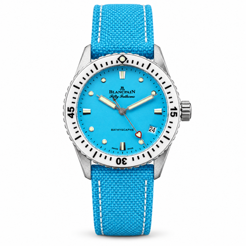 Blancpain Fifty Fathoms Bathyscaphe Turquoise Dial Dive Watch