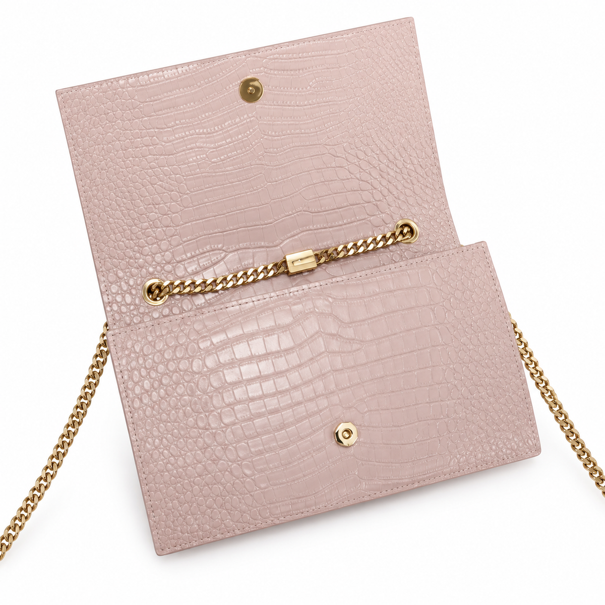 Saint Laurent YSL Kate Tassel Bag – Pink Croc Gold