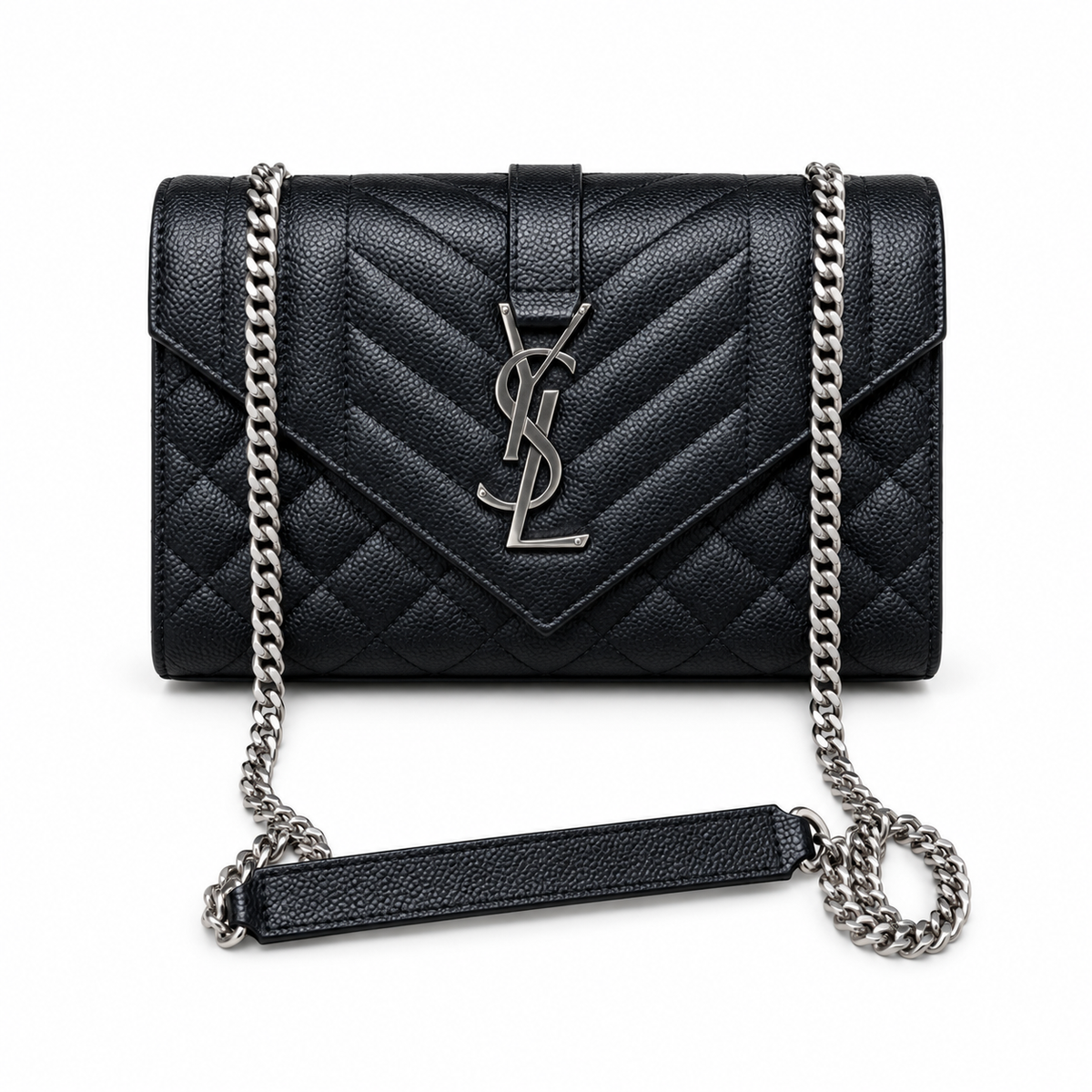 Saint Laurent YSL Envelope Bag – Black Silver