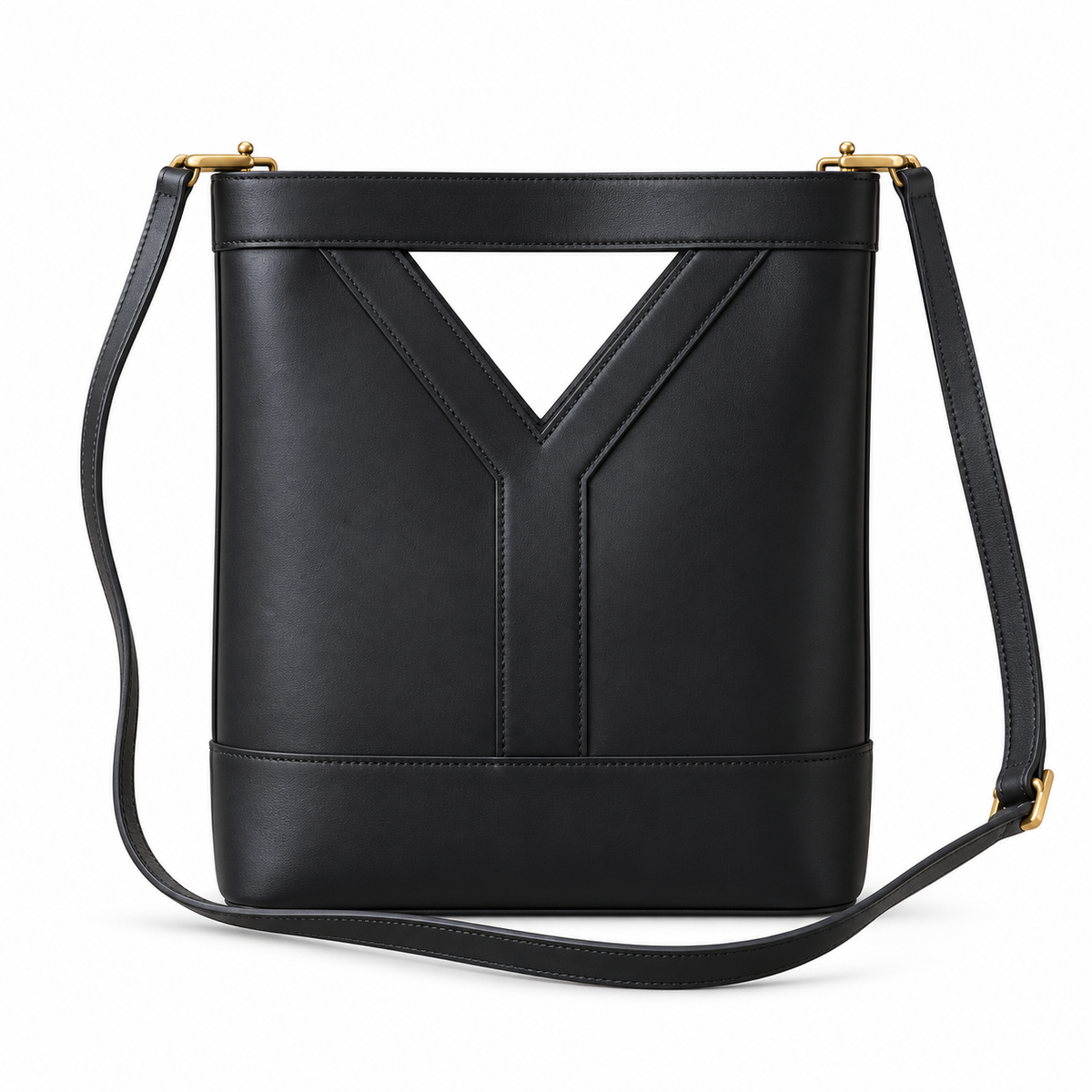YSL Saint Laurent Cassandre Bucket Bag in Black Smooth Leather