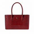 Chanel Crimson Patent Croc-Embossed Large Tote | Detachable Gold Chain & CC Disc — 39cm