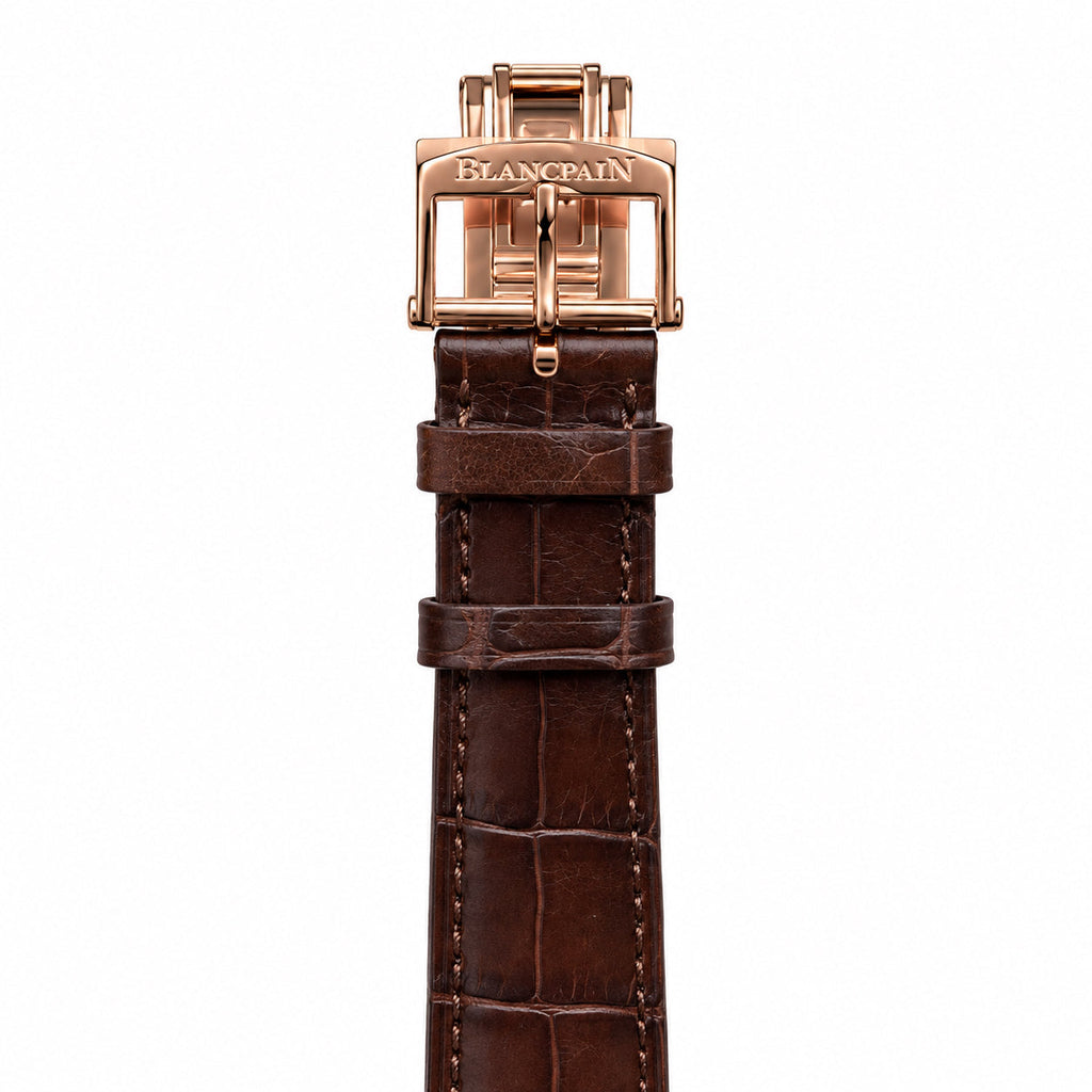 Blancpain Villeret Moonphase Full Calendar Rose Gold Brown Alligator Watch