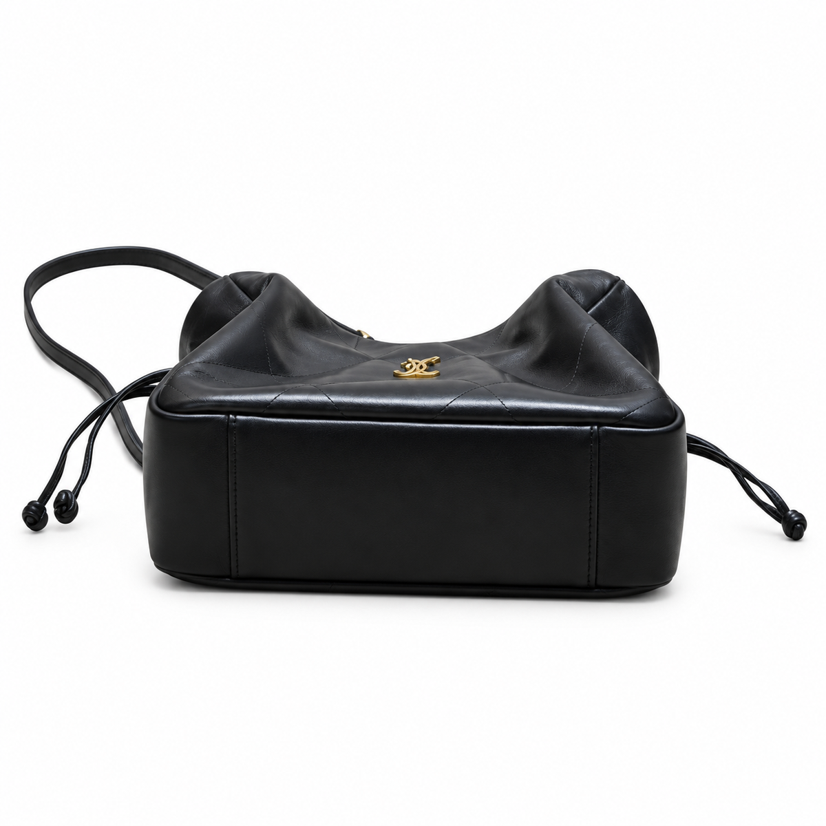 YSL Bouquet Drawstring Bag – Black Smooth Leather