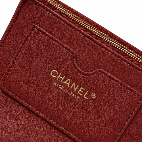 Chanel Black Chevron-Quilted Lambskin Envelope Bag | Gold CC & Deep Red Interior