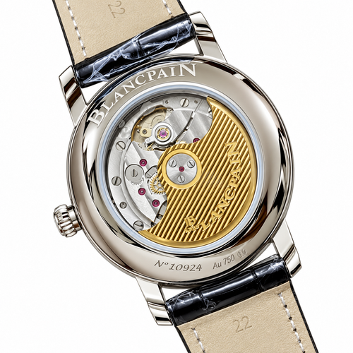 Blancpain Villeret Moonphase Full Calendar Rose Gold Blue Dial Grey Alligator Watch