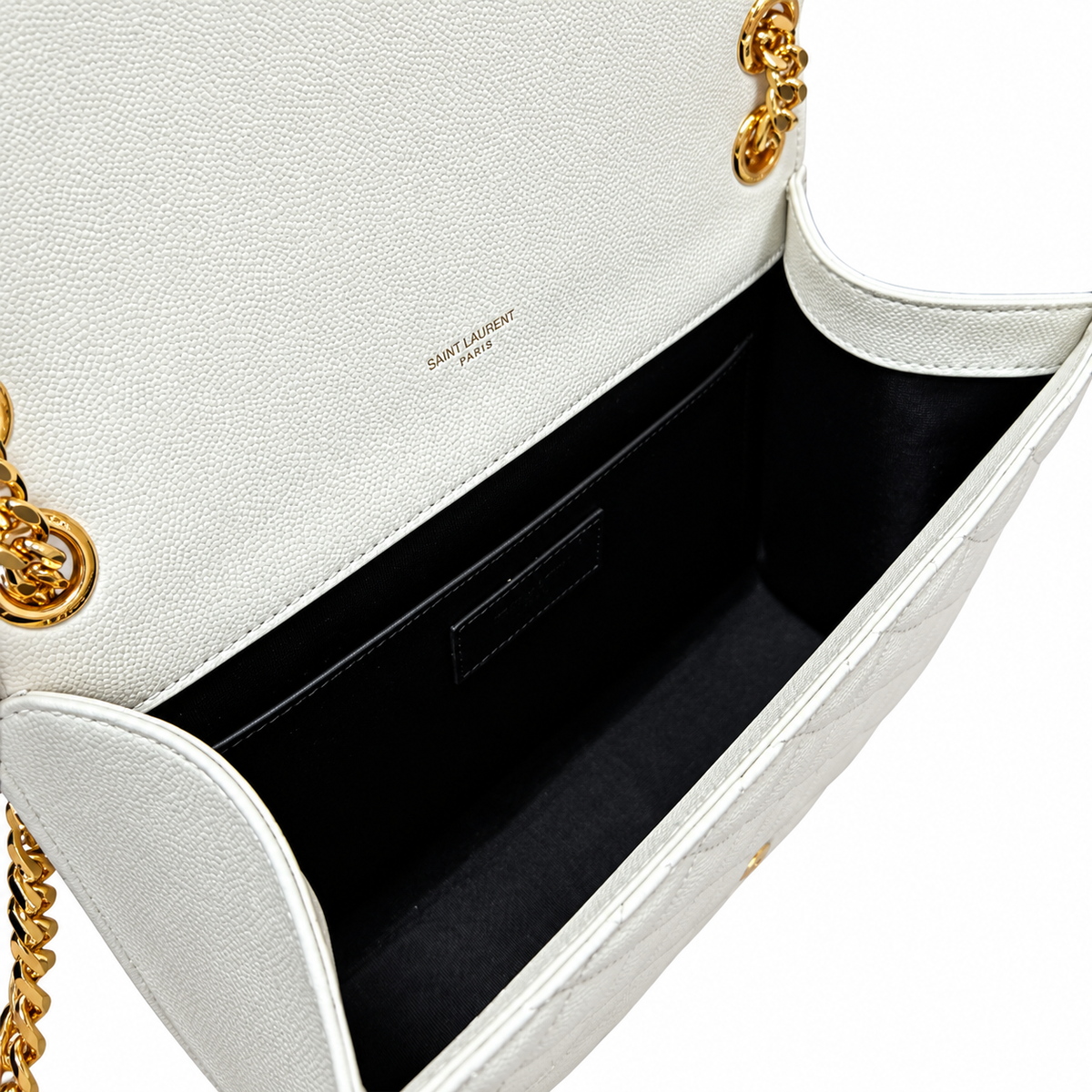 YSL Envelope Medium Bag – White Quilted Leather