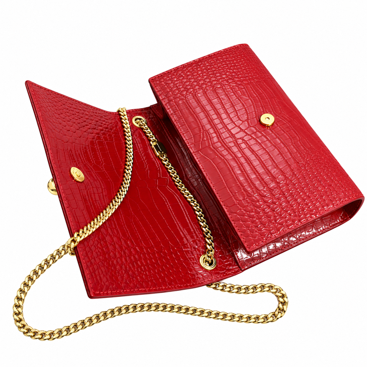 YSL Kate Tassel Chain Bag – Red Croc-Embossed Leather