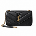 YSL Loulou Small Chain Bag in black quilted leather with gold hardware
