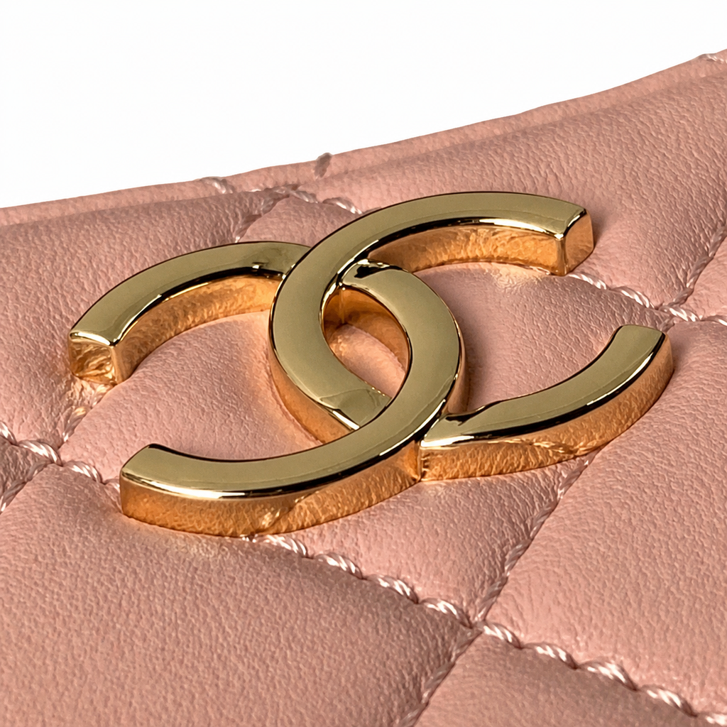 Chanel Blush Quilted Crescent Chain Shoulder Bag