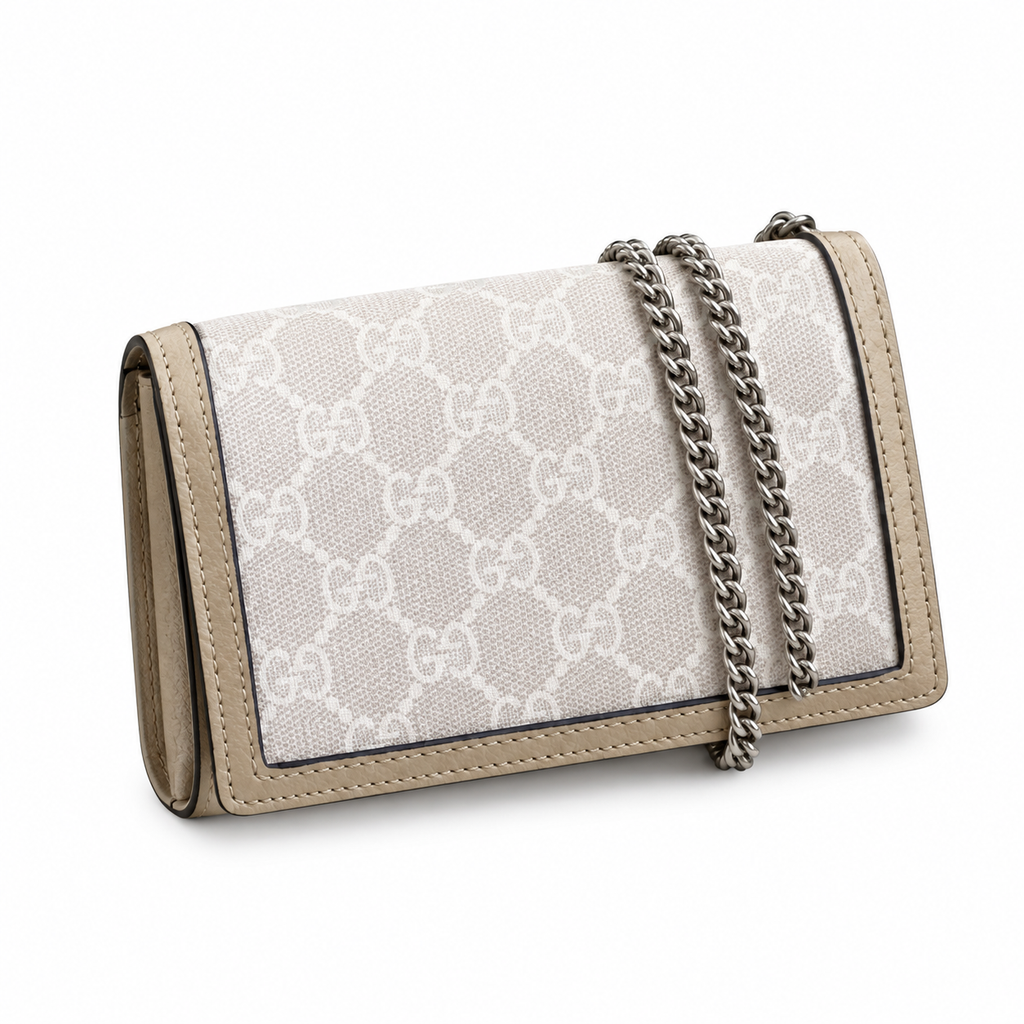Gucci Dionysus Mini Bag in White GG Supreme Canvas with Ivory Leather Trim