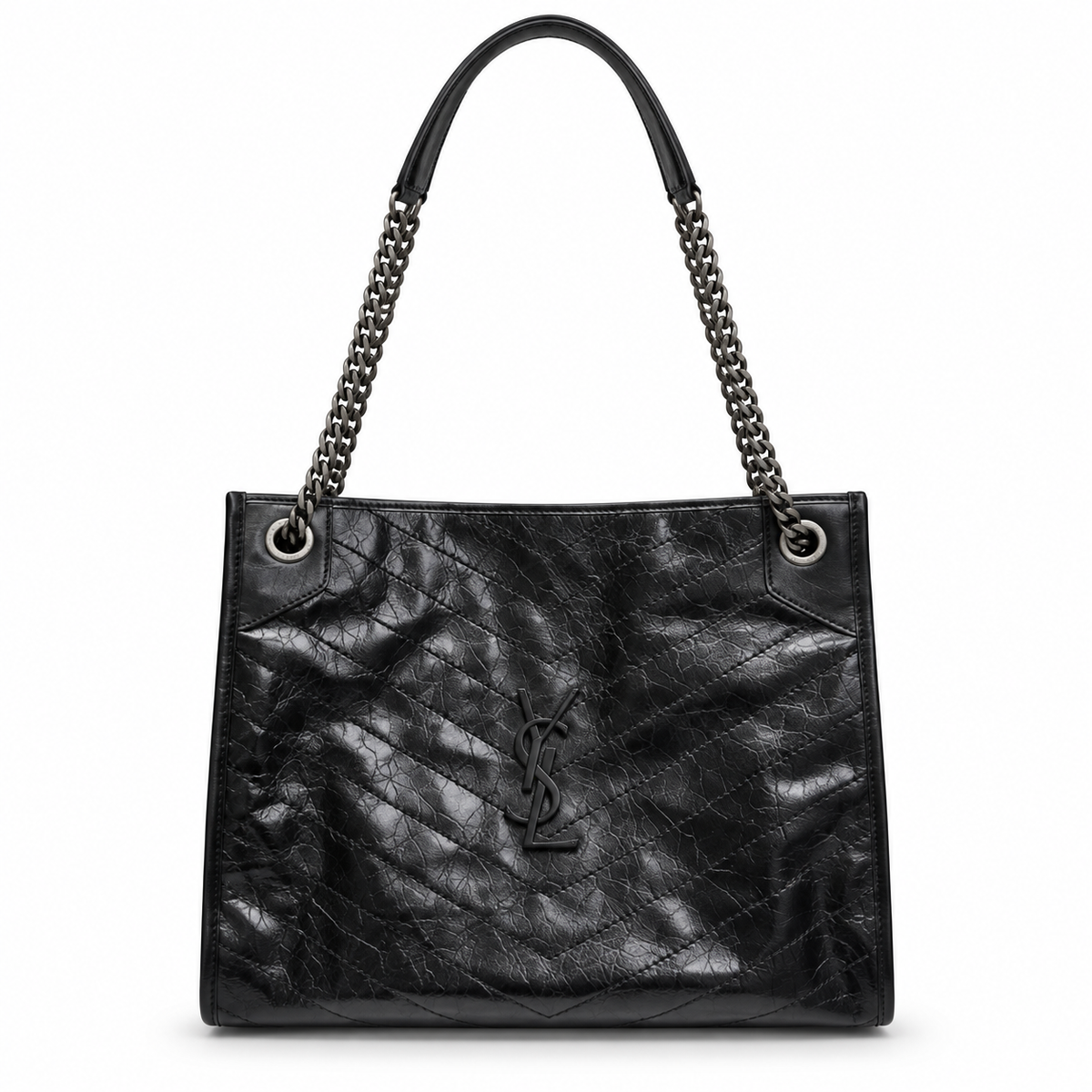 YSL Saint Laurent Niki Shopping Tote Black Crinkled