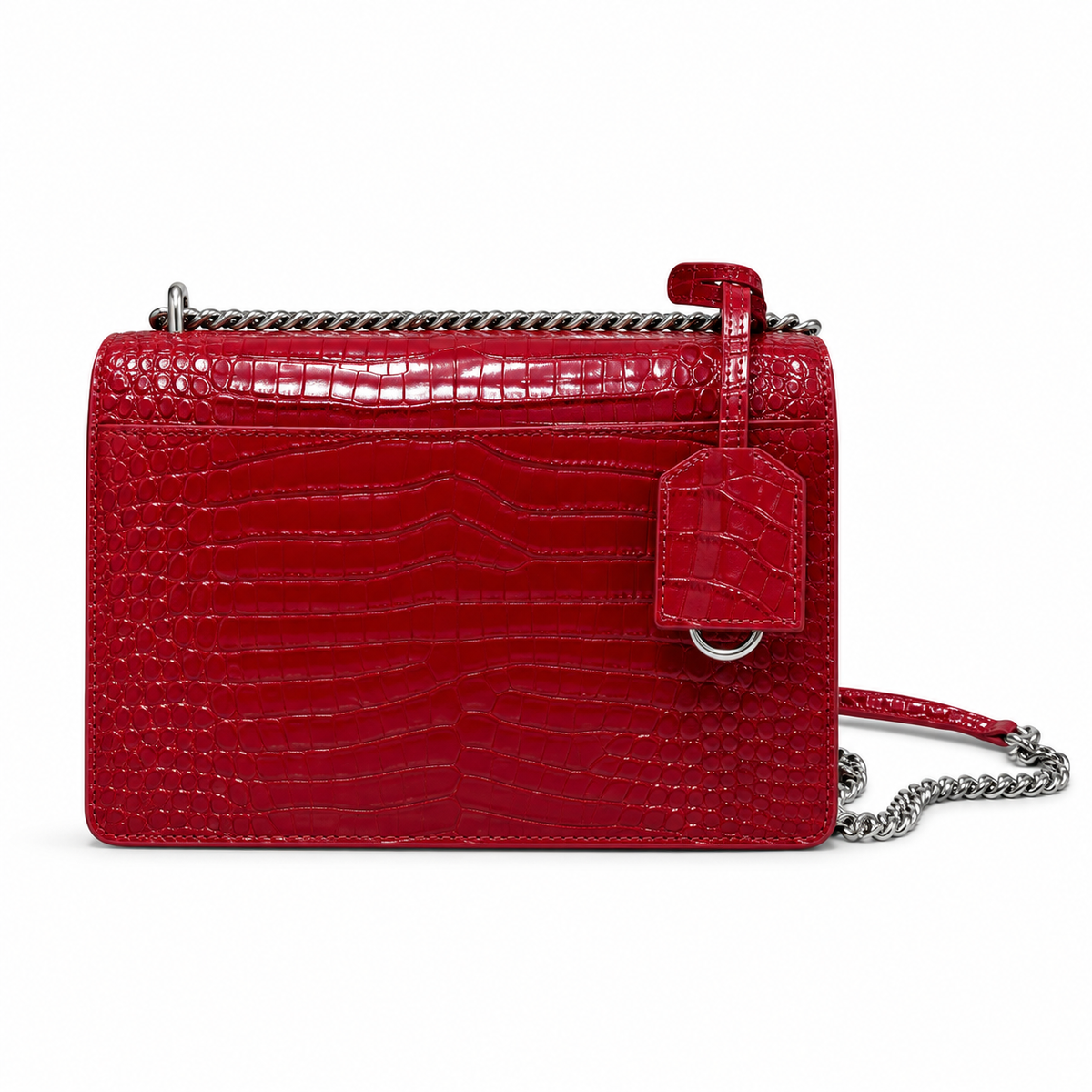 YSL Sunset Medium Bag Red Croc