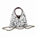 Chanel White Leather Ink-Splatter Triangle Pyramid Bag | Oxblood Handle & Interior — 23cm