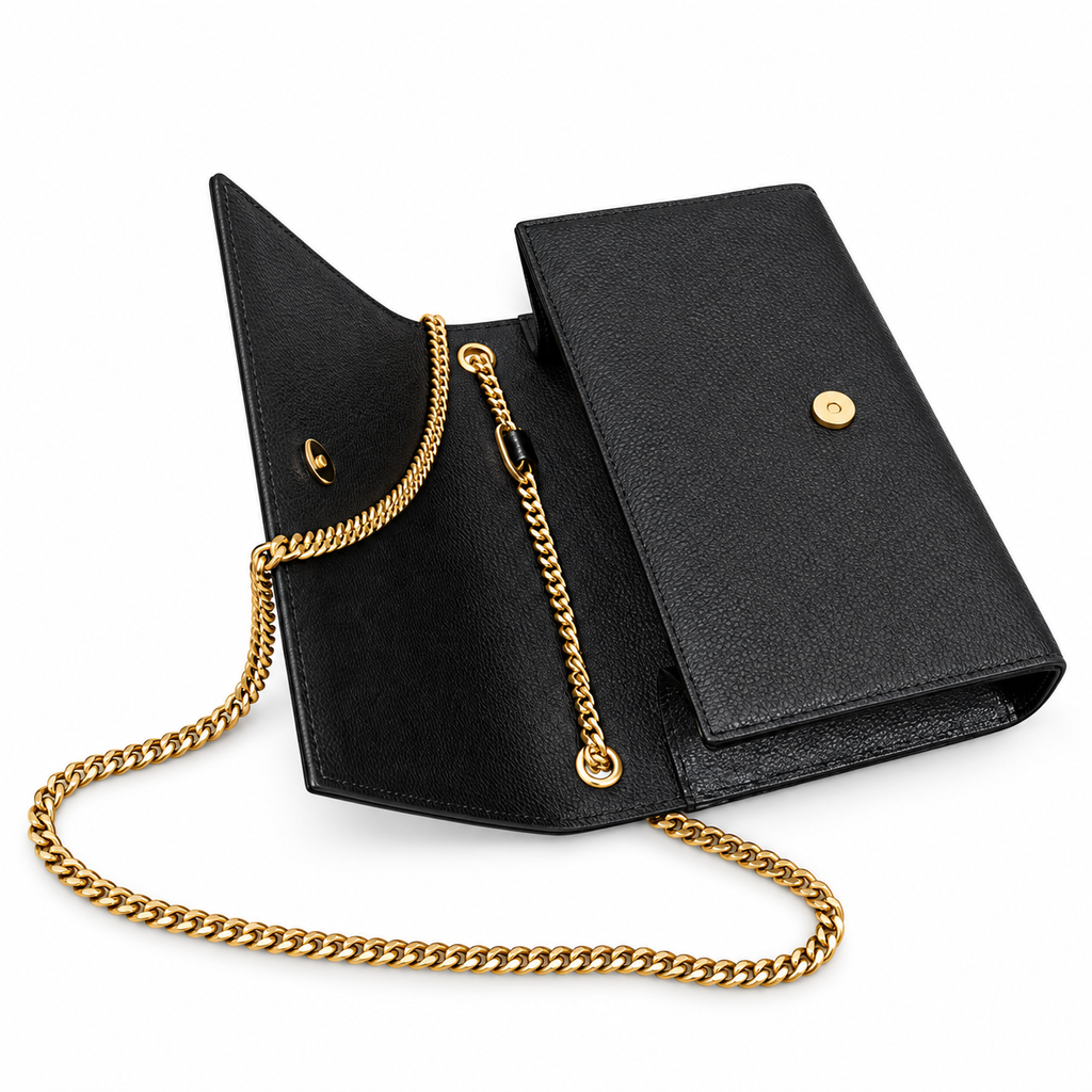 Saint Laurent YSL Kate Chain Bag – Black Grained Leather