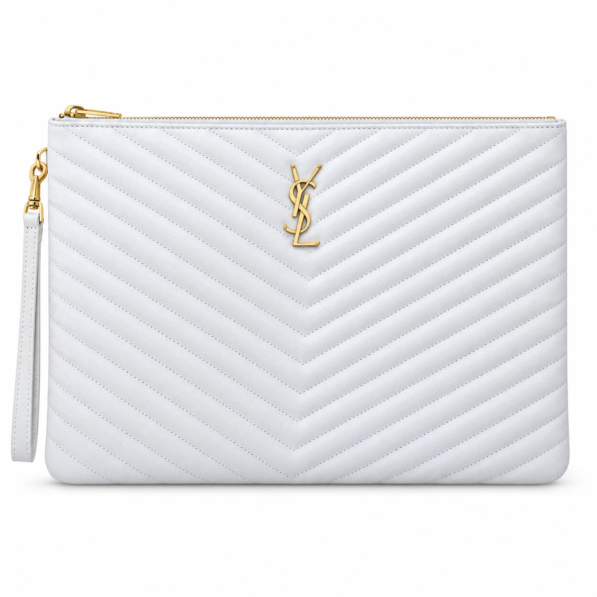 Saint Laurent YSL Cassandre Clutch – White Gold