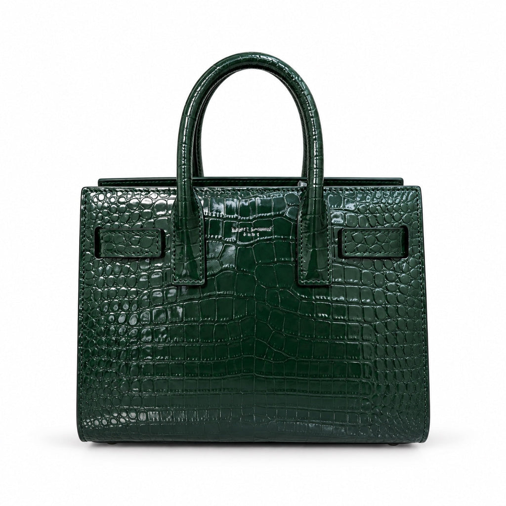 YSL Sac de Jour Small Bag – Forest Green Croc-Embossed