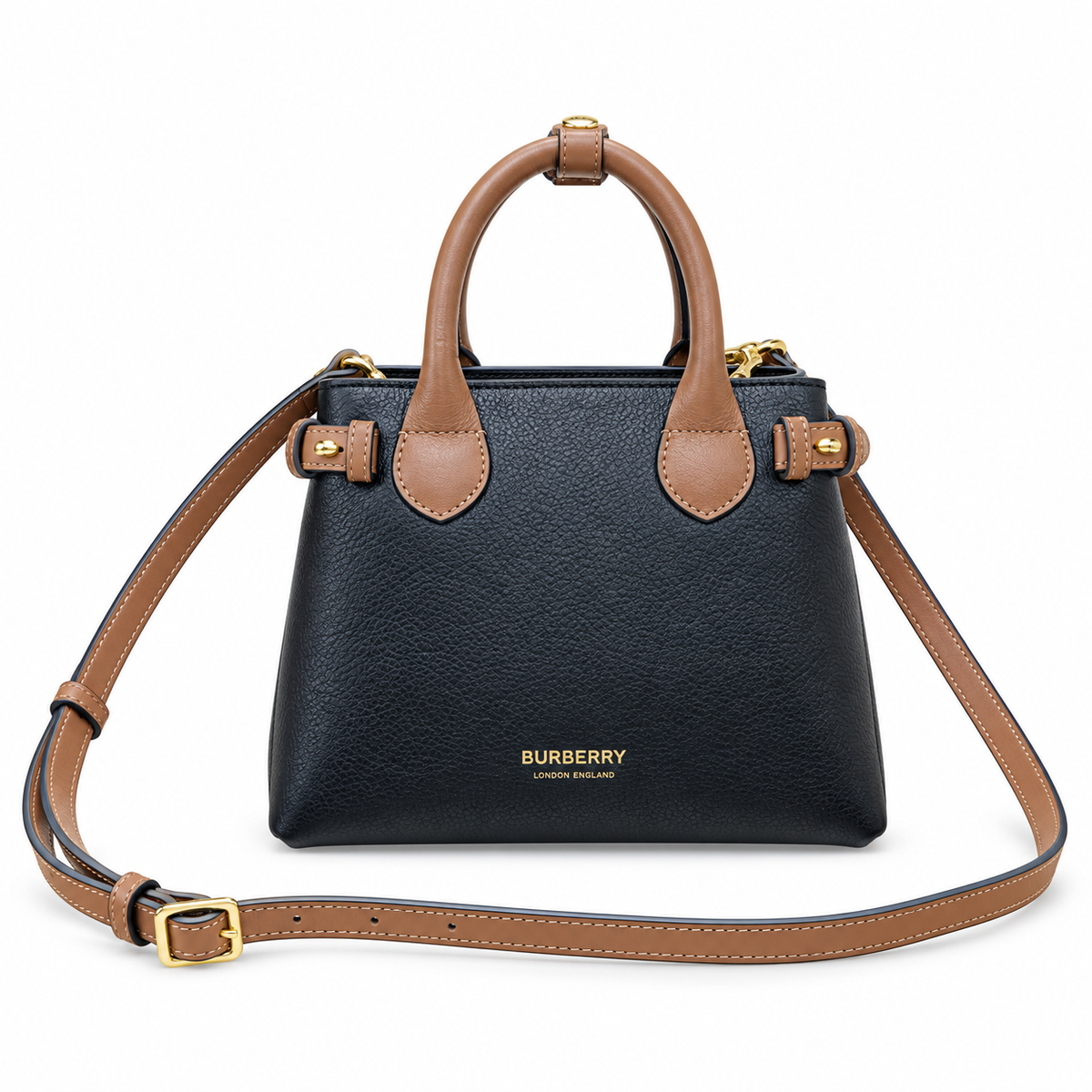 Burberry Black & Tan Contrast Top Handle Bag