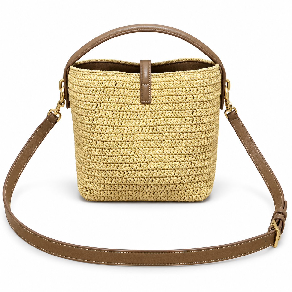 YSL Le 37 Bucket Bag – Natural Raffia & Tan Leather