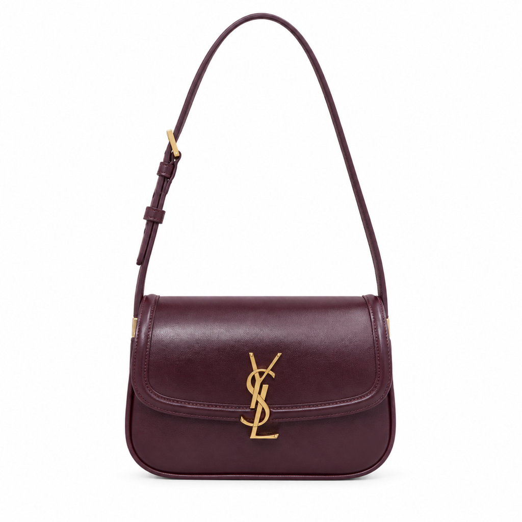 Saint Laurent YSL Solferino Shoulder Bag – Burgundy Leather