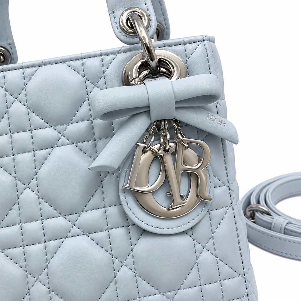 Dior White Cannage Quilted Shoulder Bag 17cm