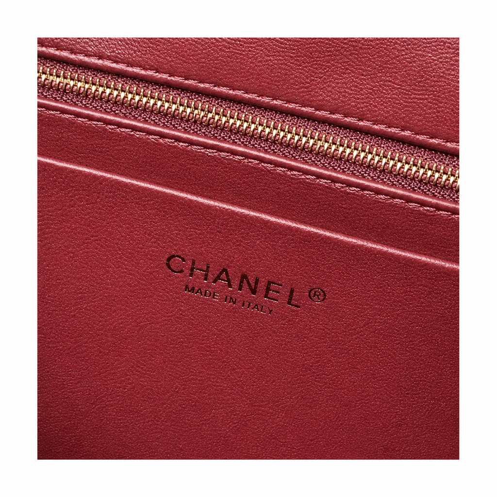Chanel CC Diagonal Quilted Lambskin Tote | Beige & Gold Chain — 40cm