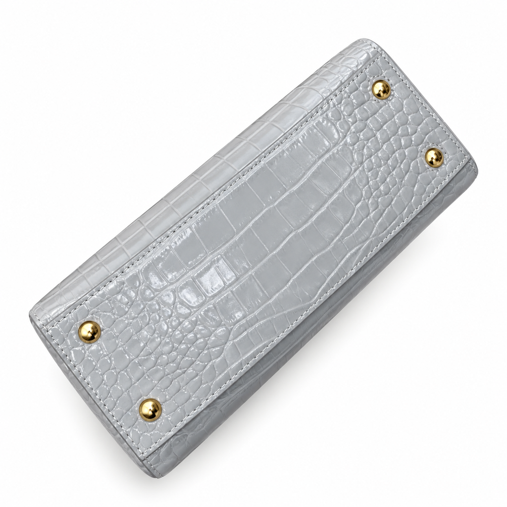 Burberry TB Monogram Pearl Grey Croc-Effect Bag