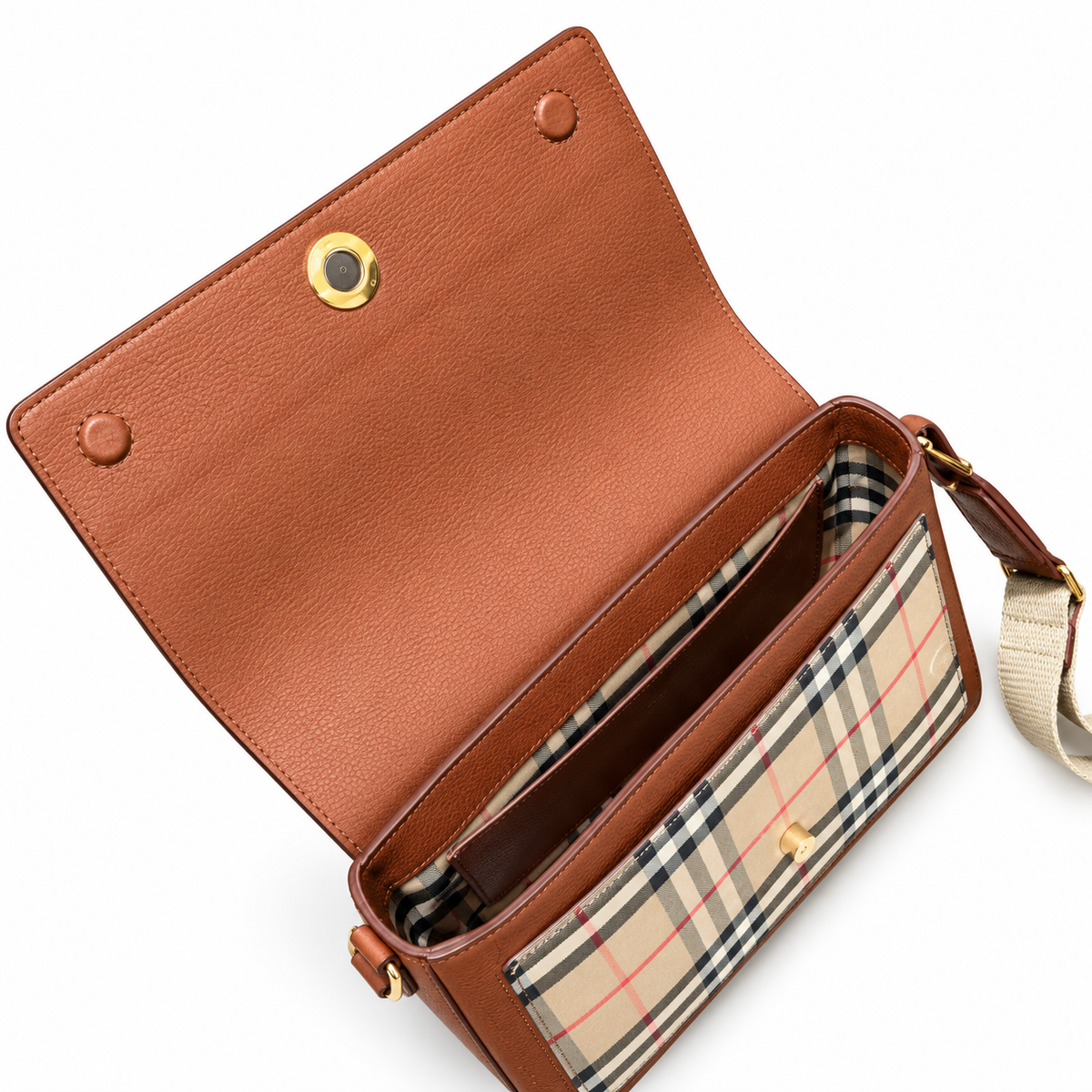 Burberry Heritage Check Brown Flap Crossbody