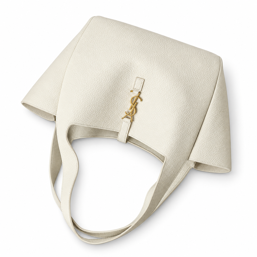Saint Laurent YSL Bea Tote Bag – Cream Grained Leather