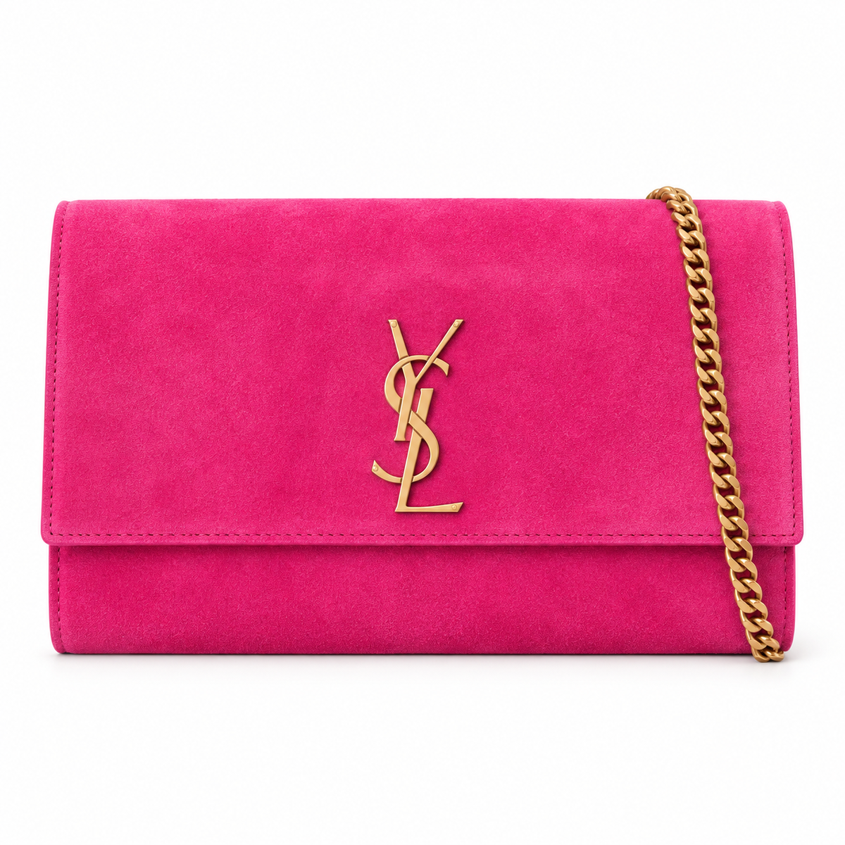 YSL Kate Chain Bag – Fuchsia Suede