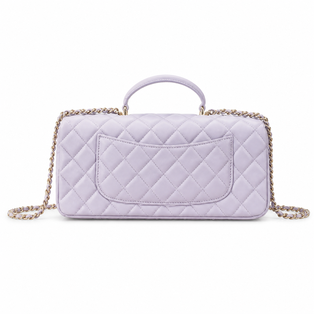 Chanel Pale Lavender Quilted Lambskin Two-Piece Set | Mini Flap & Zip Pouch — 25cm