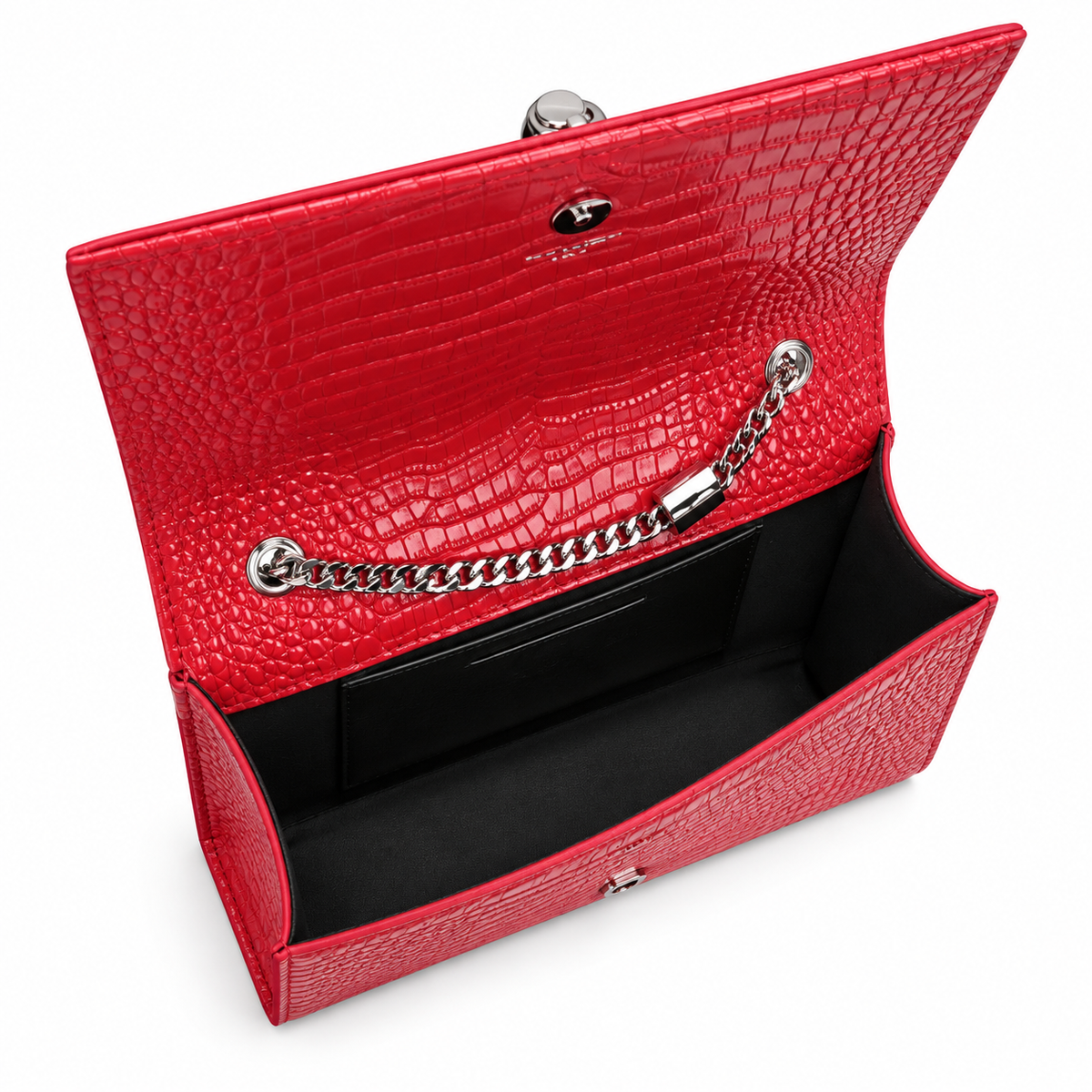 Saint Laurent YSL Kate Tassel Bag – Red Croc Silver
