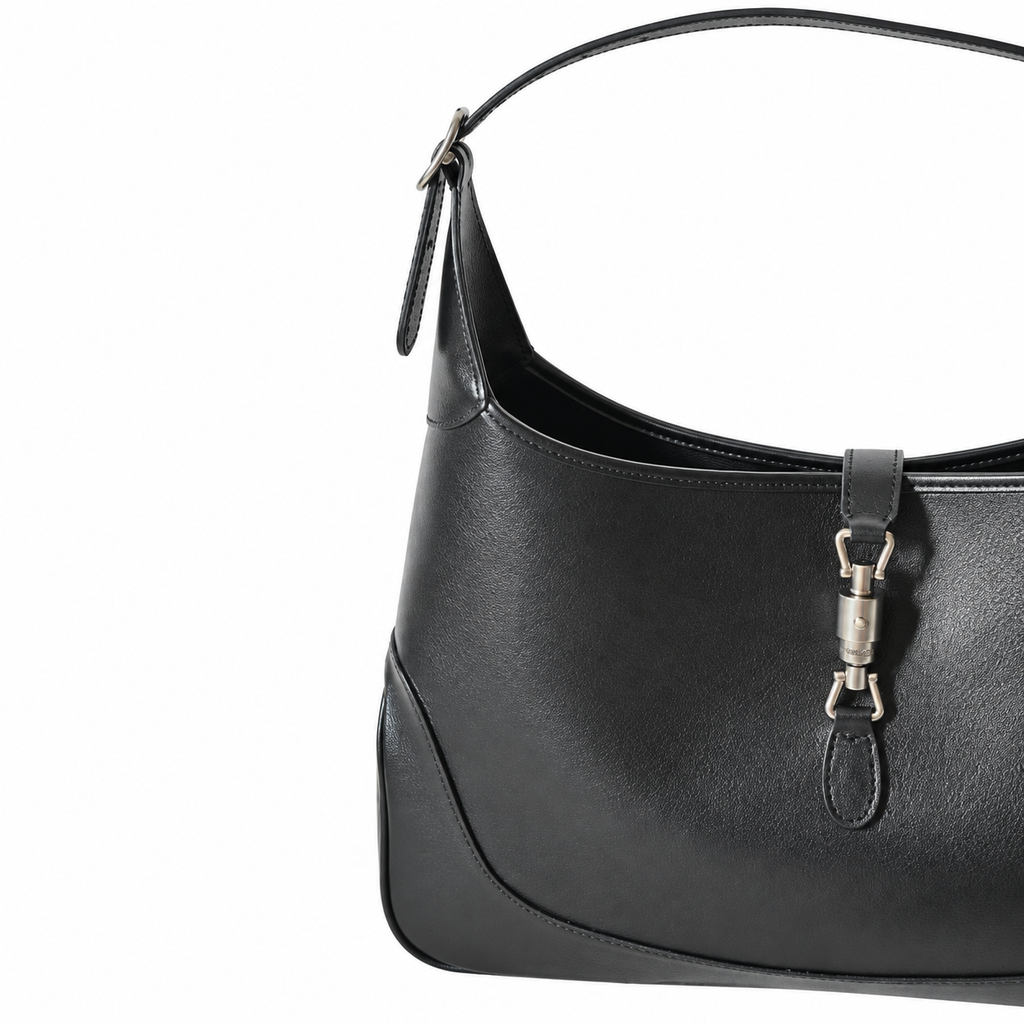 Gucci Jackie 1961 Large Hobo in Black Polished Leather with Silver Hardware
