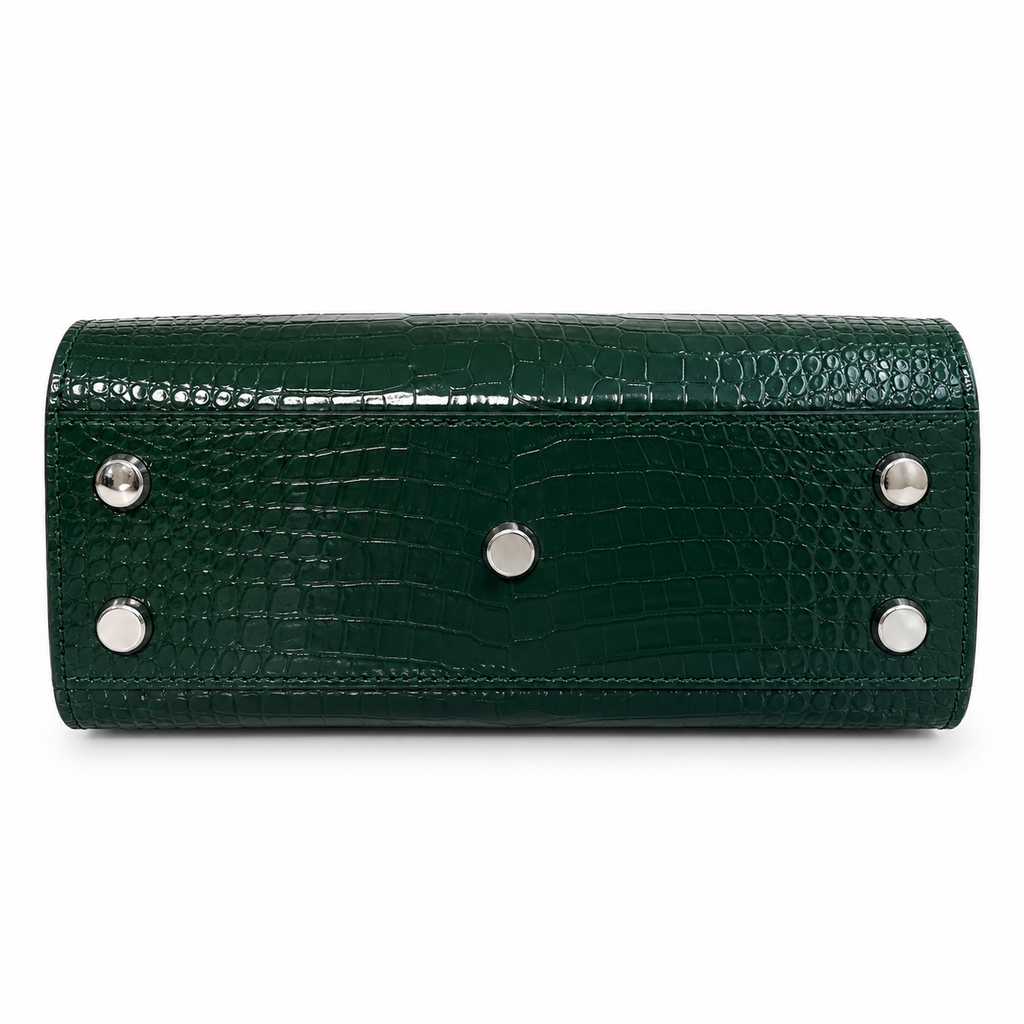 Saint Laurent Sac de Jour Bag – Forest Green Croc Embossed