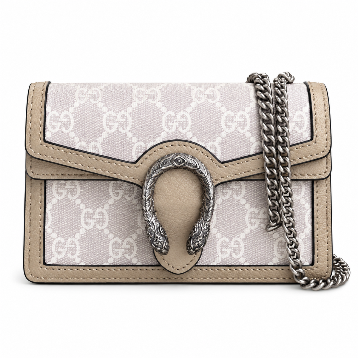 Gucci Dionysus Mini Bag in White GG Supreme Canvas with Ivory Leather Trim