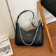 Mini Black Faux Leather Chain Crossbody Shoulder Bag with Gold Chain Strap and Zip Top Closure