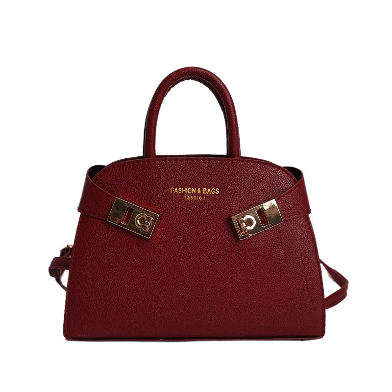 Blush Pink Structured Satchel – Gold Lock Bow